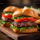Gourmet Beef Burger with Tomato Lettuce and Melted Cheese