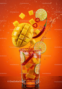 Refreshing Spicy Mango and Lime Cocktail Splash