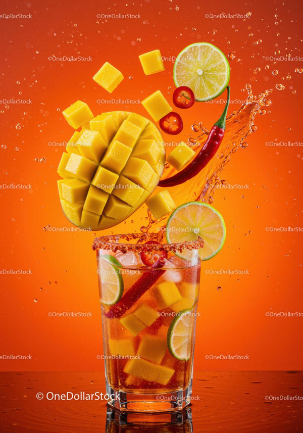 Refreshing Spicy Mango and Lime Cocktail Splash