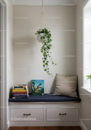 Indoor Ivy Plant Hanging in Bright Cozy Reading Nook with Window