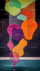 Colorful Ambient Light Sculpture with Vibrant Shapes at Night