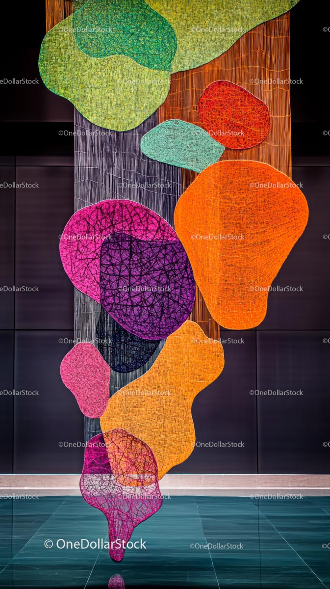 Colorful Ambient Light Sculpture with Vibrant Shapes at Night