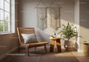 Cozy corner with wooden chair and green plant