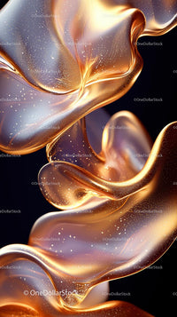 Elegant Gold and Silver Fluid Art with Sparkling Particles