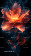 Abstract Glowing Flower with Fiery Petals in Digital Art Style