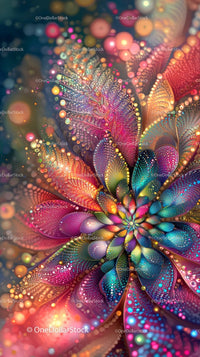 Vibrant Abstract Fractal Flower with Luminescent Details
