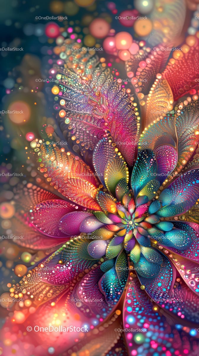 Vibrant Abstract Fractal Flower with Luminescent Details
