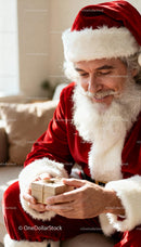 Gentle Santa Claus Holding a Small Gift Box