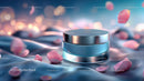 Glass Container with Floating Rose Petals in Tranquil Setting