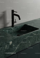 Modern Black Kitchen Sink Faucet on Green Marble Countertop Design