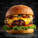 Gourmet Cheeseburger with Fresh Vegetables and Melted Cheese