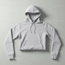 Minimalist white hoodie laid flat on neutral background