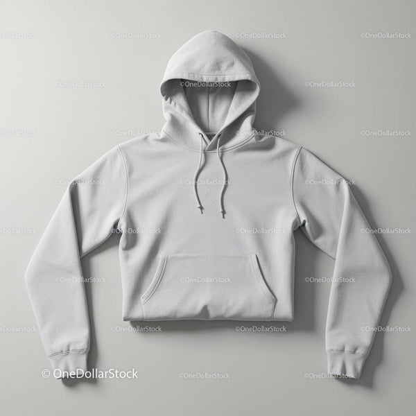 Minimalist white hoodie laid flat on neutral background JPG Mockup Image