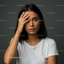 Confident Young Woman with Black Hair and Natural Makeup
