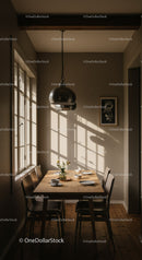 Cozy dining room with sunlight and modern decor