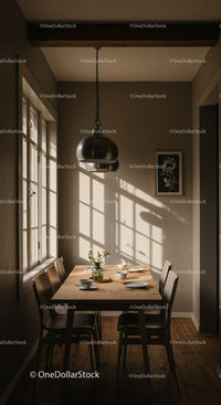 Cozy dining room with sunlight and modern decor