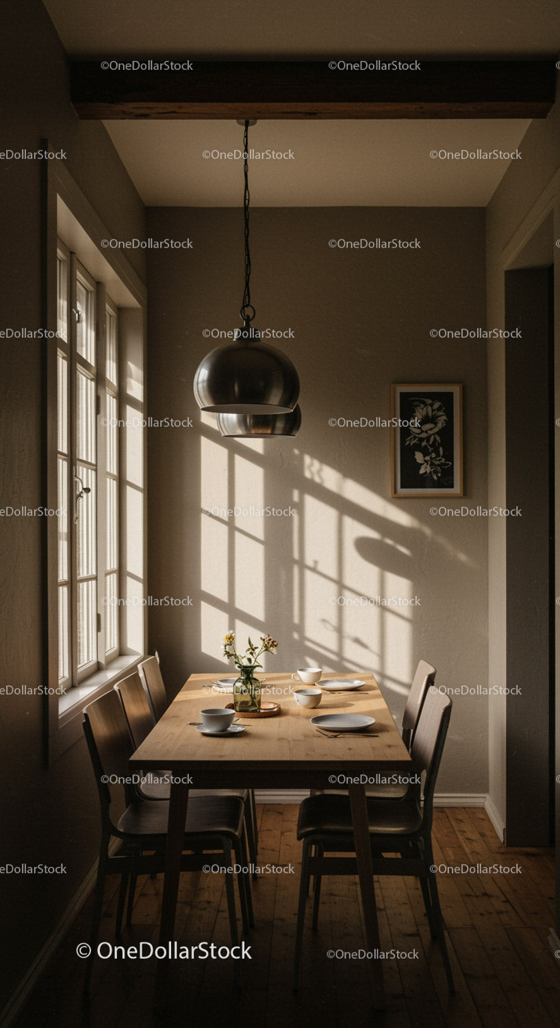 Cozy dining room with sunlight and modern decor