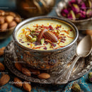 Luxurious Indian Saffron Milk Dessert with Pistachios and Edible Gold