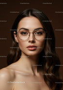Elegant Woman with Stylish Glasses and Long Hair Portrait