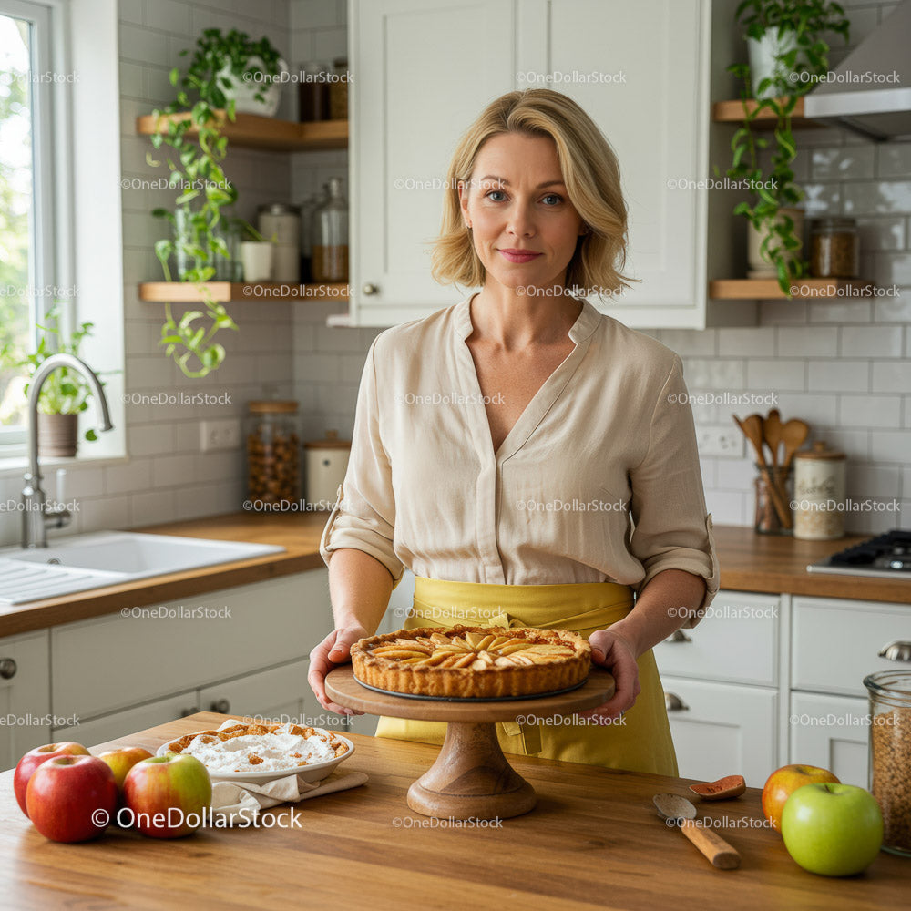 Delicious Homemade Apple Pie in a Cozy Kitchen Setting