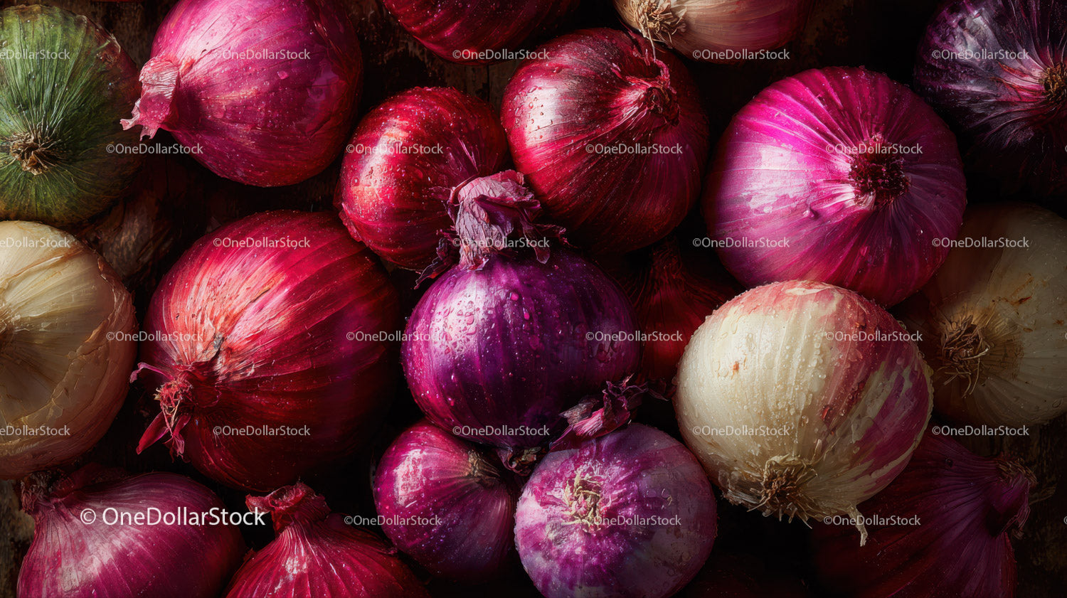 Fresh Red, Purple and White Onions for Cooking and Food Preparation