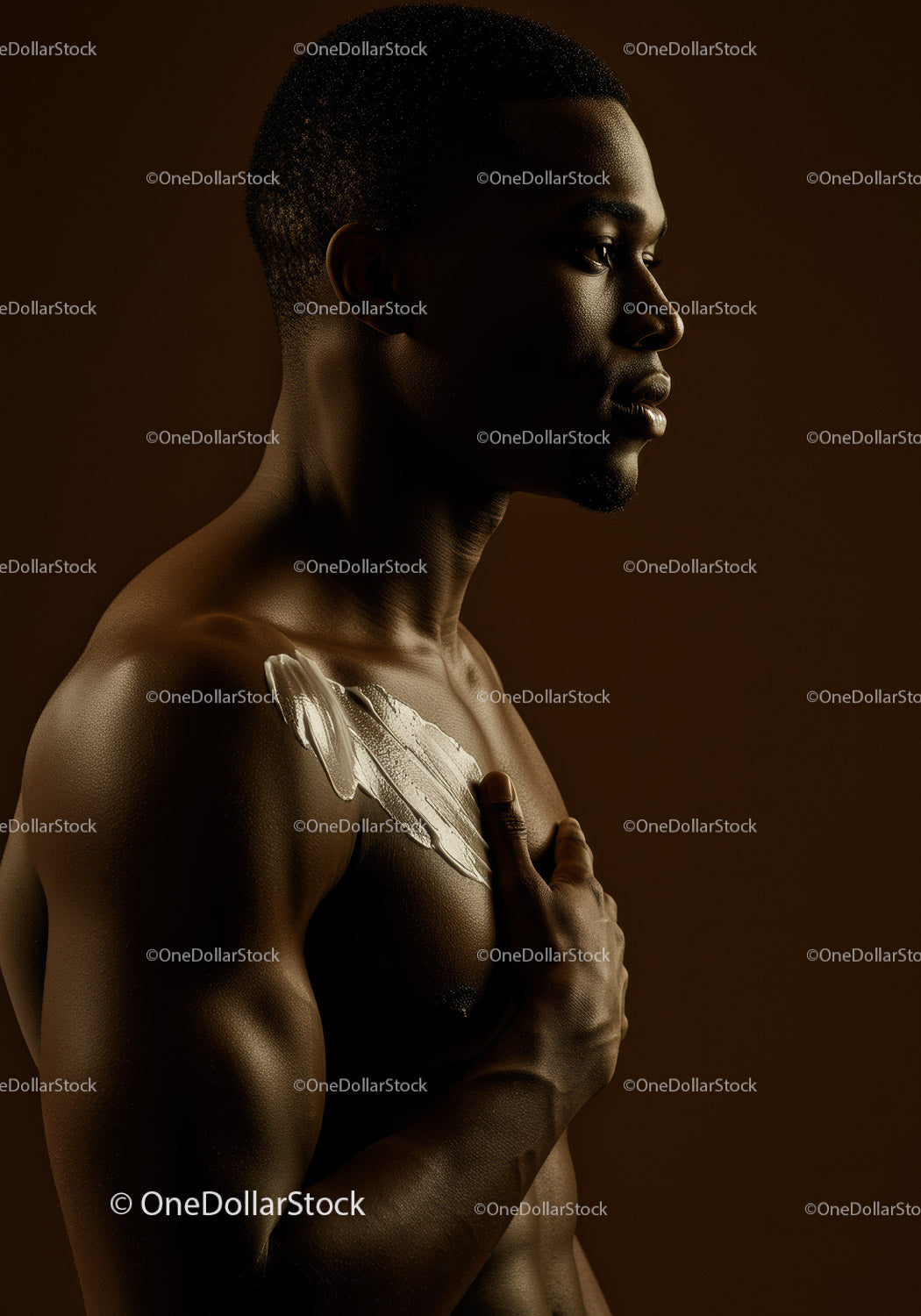Creative Body Paint Portrait of a Man with Subtle Lighting