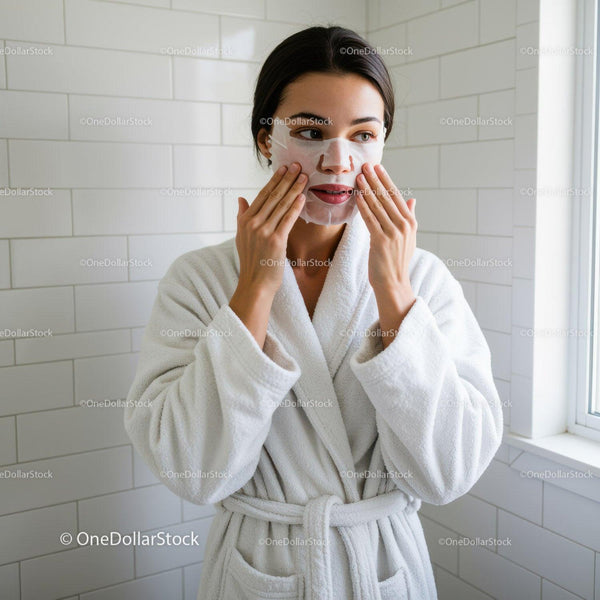 Woman Applying Facial Mask in Spa Setting for Skin Rejuvenation