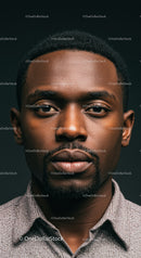 Close up portrait of thoughtful man with dark background