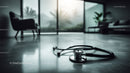 Modern Medical Stethoscope on Clinic Floor in Healthcare Facility