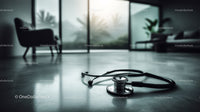 Modern Medical Stethoscope on Clinic Floor in Healthcare Facility