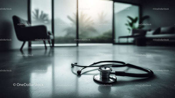 Modern Medical Stethoscope on Clinic Floor in Healthcare Facility
