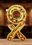 Creative ampersand shaped chicken tacos with fresh toppings
