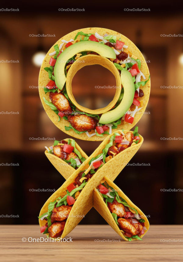 Creative ampersand shaped chicken tacos with fresh toppings