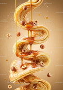 Swirling Pancakes with Hazelnuts and Golden Syrup Drizzle