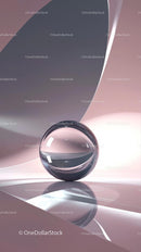 Abstract Glass Sphere with Smooth Curves in Modern Minimalist Scene