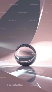 Abstract Glass Sphere with Smooth Curves in Modern Minimalist Scene
