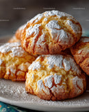 Golden Powdered Sugar Cookies Close-Up with Crispy Exterior