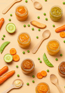 Assorted savory vegetable purees with fresh ingredients