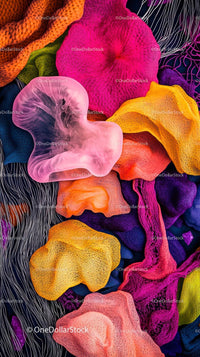 Colorful Marine Sponges and Coral Reef In Vibrant Underwater Scene