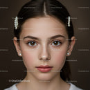 Elegant Girl with Brown Eyes and Hair Accessories