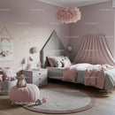 Stylish Pink and Gray Children's Bedroom with Cozy Decor