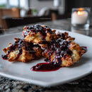 Blueberry Pie with Berry Topping on White Plate In Cozy Kitchen