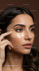 Woman Applying Under-Eye Gel Patches for Fresh Skin Beauty
