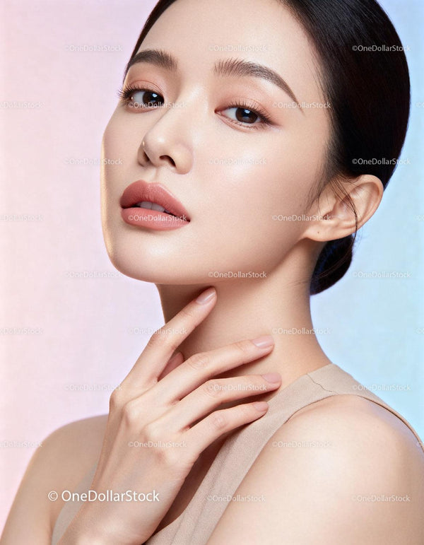 Elegant Asian woman with flawless skin and natural makeup
