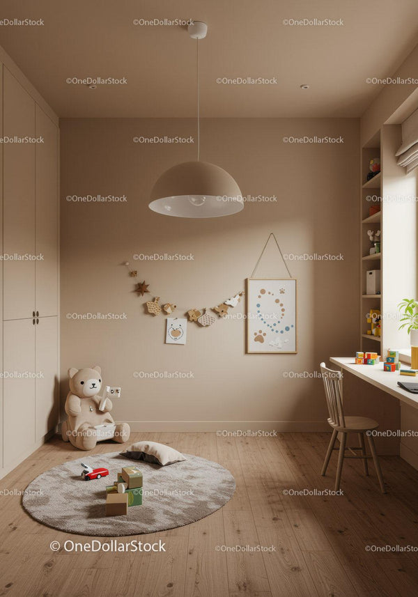Cozy Children's Nursery with Plush Teddy Bear and Play Area