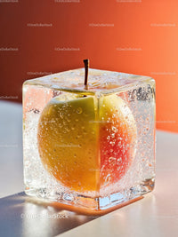 Fresh Apple Encased in Clear Ice Cube