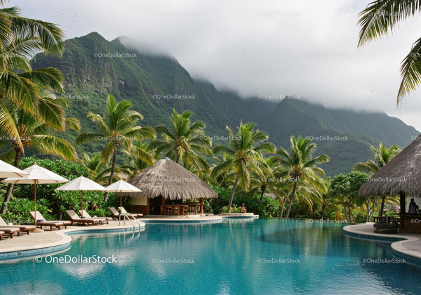 Tropical Resort with Swimming Pool and Mountain View