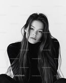 Black and White Portrait of a Young Woman with Long Hair