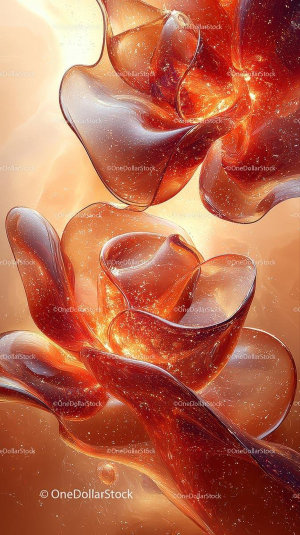 Abstract Red and Orange Fluid Glass Sculpture Artwork