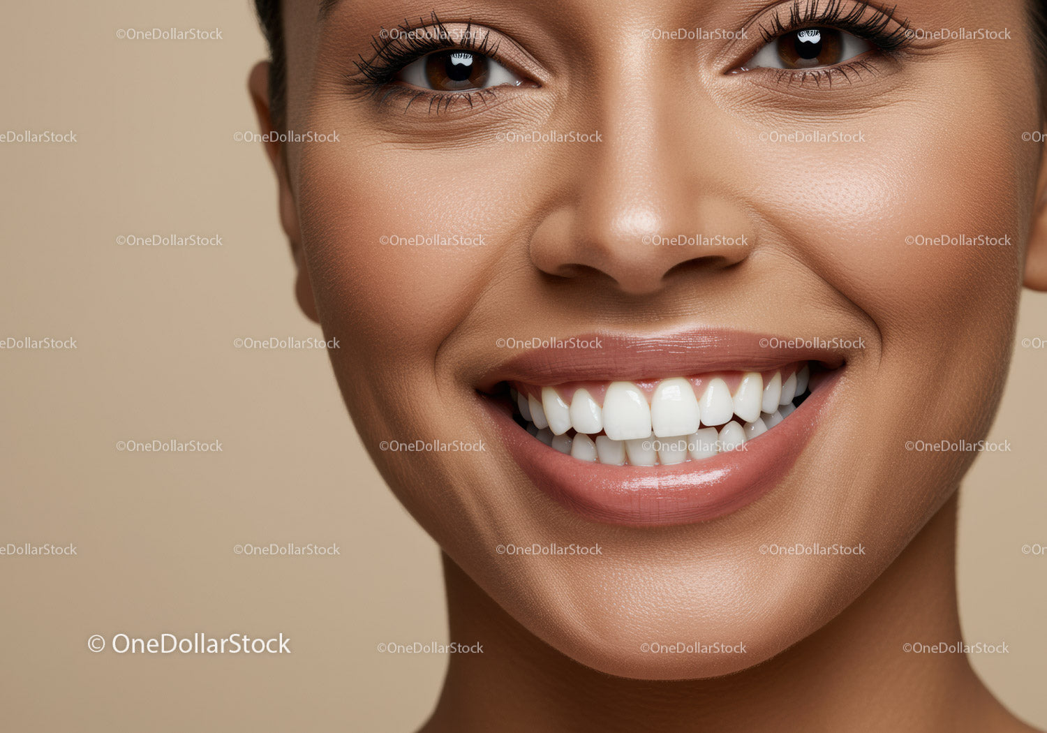 Close up of smiling woman with perfect white teeth